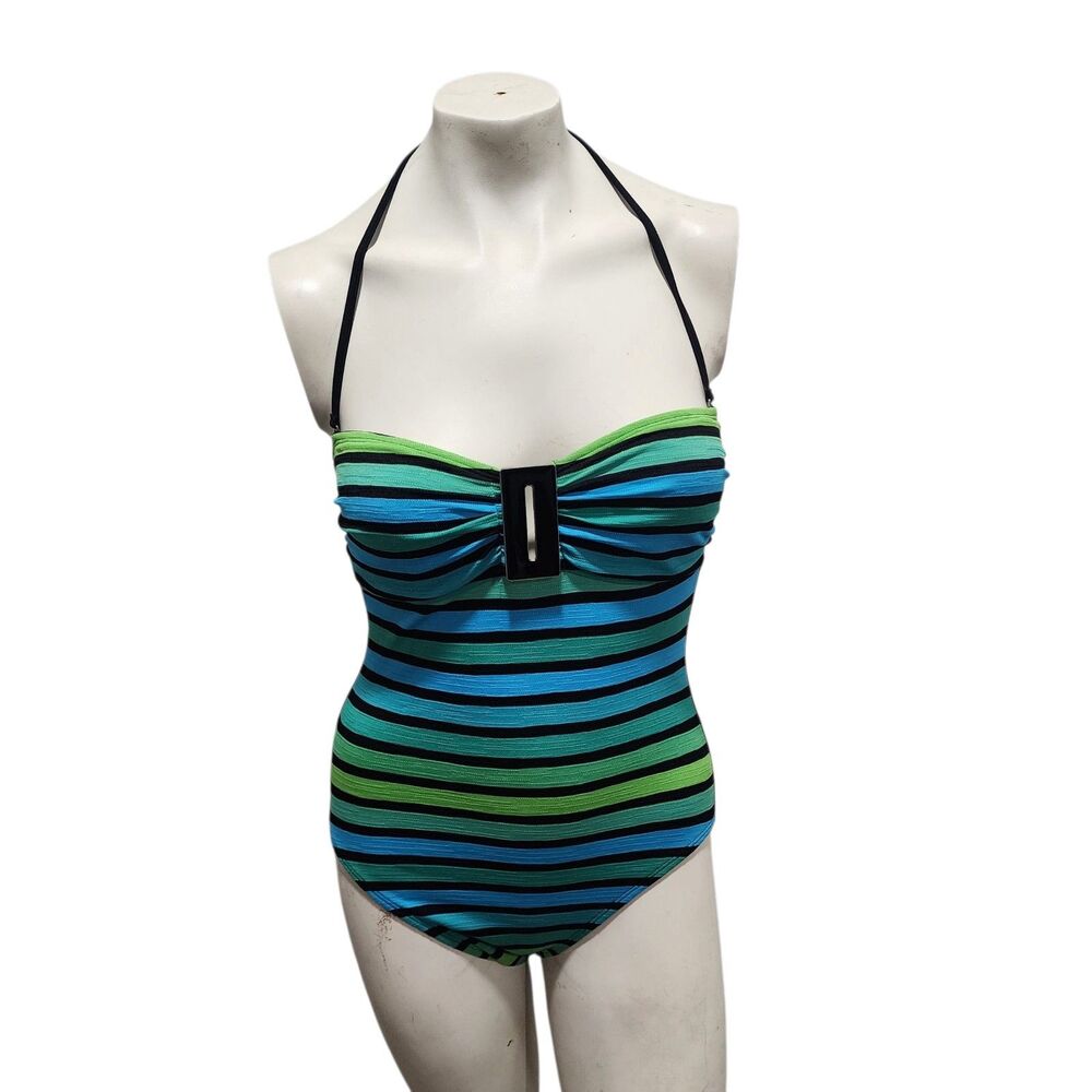 La Blanca One Piece Swimsuit Womens Sz 8 Striped Medallion‎ Resort Vacation